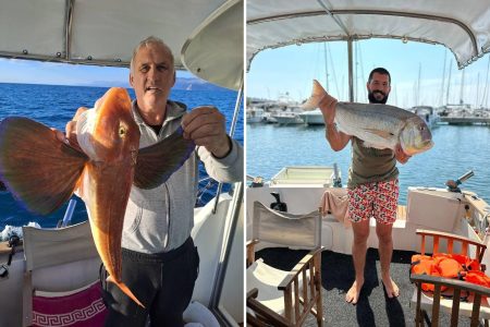 Angeltour ab Bar, Montenegro – Gäste mit ihrem Fang an Bord